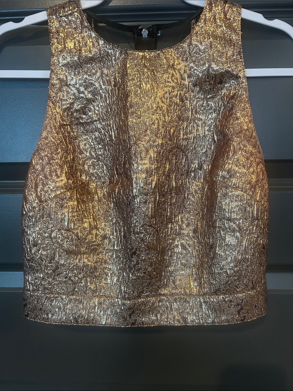 Metallic Gold Jacquard Women's Skirtcopper and black top